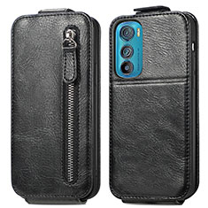 Handyhülle Hülle Flip Tasche Leder für Motorola Moto Edge 30 5G Schwarz