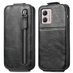 Handyhülle Hülle Flip Tasche Leder für Motorola Moto G53 5G Schwarz