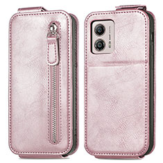 Handyhülle Hülle Flip Tasche Leder für Motorola Moto G53j 5G Rosegold