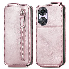 Handyhülle Hülle Flip Tasche Leder für Oppo A78 5G Rosegold