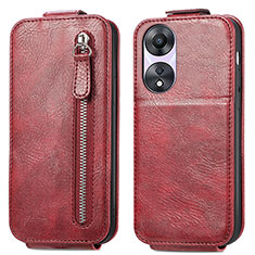 Handyhülle Hülle Flip Tasche Leder für Oppo A78 5G Rot