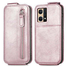 Handyhülle Hülle Flip Tasche Leder für Oppo F21 Pro 4G Rosegold