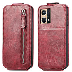 Handyhülle Hülle Flip Tasche Leder für Oppo F21 Pro 4G Rot