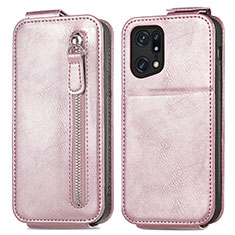 Handyhülle Hülle Flip Tasche Leder für Oppo Find X5 Pro 5G Rosegold