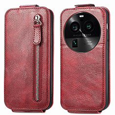 Handyhülle Hülle Flip Tasche Leder für Oppo Find X6 5G Rot