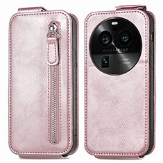 Handyhülle Hülle Flip Tasche Leder für Oppo Find X6 Pro 5G Rosegold