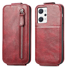 Handyhülle Hülle Flip Tasche Leder für Oppo Reno7 A Rot