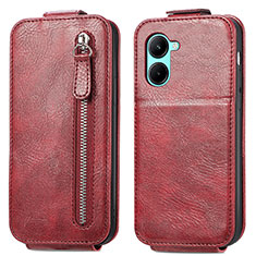 Handyhülle Hülle Flip Tasche Leder für Realme C33 Rot