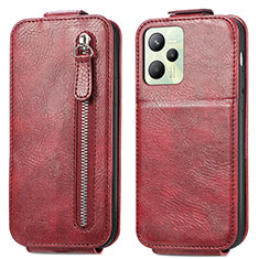 Handyhülle Hülle Flip Tasche Leder für Realme C35 Rot