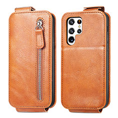 Handyhülle Hülle Flip Tasche Leder für Samsung Galaxy S21 Ultra 5G Braun