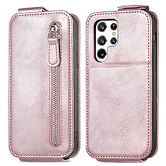 Handyhülle Hülle Flip Tasche Leder für Samsung Galaxy S21 Ultra 5G Rosegold