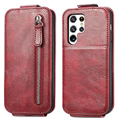 Handyhülle Hülle Flip Tasche Leder für Samsung Galaxy S21 Ultra 5G Rot