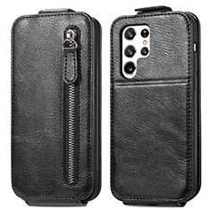 Handyhülle Hülle Flip Tasche Leder für Samsung Galaxy S22 Ultra 5G Schwarz