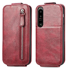 Handyhülle Hülle Flip Tasche Leder für Sony Xperia 1 IV SO-51C Rot