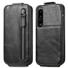 Handyhülle Hülle Flip Tasche Leder für Sony Xperia 1 IV SO-51C Schwarz