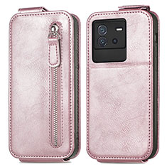 Handyhülle Hülle Flip Tasche Leder für Vivo iQOO Neo6 5G Rosegold