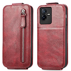 Handyhülle Hülle Flip Tasche Leder für Vivo Y73t Rot