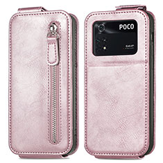 Handyhülle Hülle Flip Tasche Leder für Xiaomi Poco M4 Pro 4G Rosegold