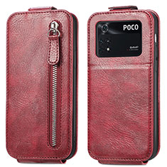 Handyhülle Hülle Flip Tasche Leder für Xiaomi Poco M4 Pro 4G Rot