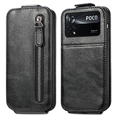 Handyhülle Hülle Flip Tasche Leder für Xiaomi Poco X4 Pro 5G Schwarz