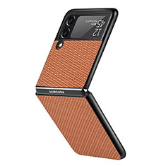 Handyhülle Hülle Hartschalen Kunststoff Schutzhülle Tasche Matt H05 für Samsung Galaxy Z Flip3 5G Braun