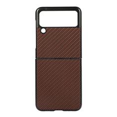 Handyhülle Hülle Hartschalen Kunststoff Schutzhülle Tasche Matt H08 für Samsung Galaxy Z Flip3 5G Braun