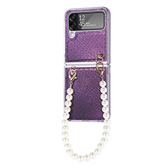 Handyhülle Hülle Hartschalen Kunststoff Schutzhülle Tasche Matt L07 für Samsung Galaxy Z Flip4 5G Violett