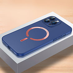 Handyhülle Hülle Hartschalen Kunststoff Schutzhülle Tasche Matt mit Mag-Safe Magnetic Magnetisch für Apple iPhone 14 Pro Max Blau