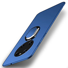 Handyhülle Hülle Hartschalen Kunststoff Schutzhülle Tasche Matt mit Magnetisch Fingerring Ständer A01 für Huawei Mate 40 Blau