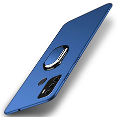 Handyhülle Hülle Hartschalen Kunststoff Schutzhülle Tasche Matt mit Magnetisch Fingerring Ständer A01 für Oppo A11s Blau