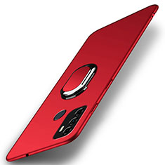 Handyhülle Hülle Hartschalen Kunststoff Schutzhülle Tasche Matt mit Magnetisch Fingerring Ständer A01 für Oppo A11s Rot