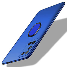 Handyhülle Hülle Hartschalen Kunststoff Schutzhülle Tasche Matt mit Magnetisch Fingerring Ständer A01 für Oppo A92 Blau