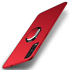 Handyhülle Hülle Hartschalen Kunststoff Schutzhülle Tasche Matt mit Magnetisch Fingerring Ständer A01 für Vivo Y20i India Rot
