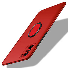 Handyhülle Hülle Hartschalen Kunststoff Schutzhülle Tasche Matt mit Magnetisch Fingerring Ständer für Xiaomi Mi 11X Pro 5G Rot