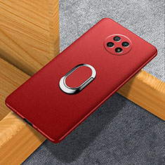 Handyhülle Hülle Hartschalen Kunststoff Schutzhülle Tasche Matt mit Magnetisch Fingerring Ständer für Xiaomi Redmi Note 9 5G Rot