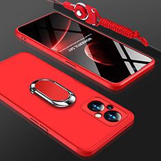 Handyhülle Hülle Hartschalen Kunststoff Schutzhülle Tasche Matt mit Magnetisch Fingerring Ständer GK1 für Oppo F21 Pro 5G Rot