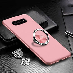 Handyhülle Hülle Hartschalen Kunststoff Schutzhülle Tasche Matt mit Magnetisch Fingerring Ständer P01 für Samsung Galaxy S10 Rosegold