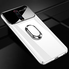 Handyhülle Hülle Hartschalen Kunststoff Schutzhülle Tasche Matt mit Magnetisch Fingerring Ständer P01 für Xiaomi Mi 9T Pro Weiß