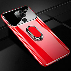 Handyhülle Hülle Hartschalen Kunststoff Schutzhülle Tasche Matt mit Magnetisch Fingerring Ständer P01 für Xiaomi Redmi 10X 4G Rot