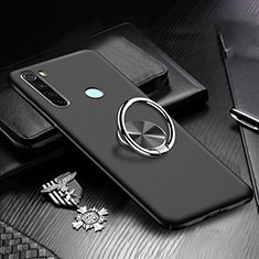 Handyhülle Hülle Hartschalen Kunststoff Schutzhülle Tasche Matt mit Magnetisch Fingerring Ständer P01 für Xiaomi Redmi Note 8T Schwarz