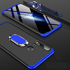 Handyhülle Hülle Hartschalen Kunststoff Schutzhülle Tasche Matt mit Magnetisch Fingerring Ständer P02 für Huawei Nova 5i Blau und Schwarz