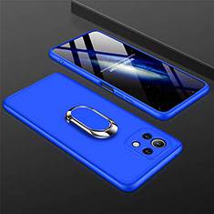Handyhülle Hülle Hartschalen Kunststoff Schutzhülle Tasche Matt mit Magnetisch Fingerring Ständer P02 für Xiaomi Mi 11 Lite 5G NE Blau