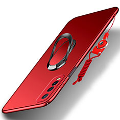 Handyhülle Hülle Hartschalen Kunststoff Schutzhülle Tasche Matt mit Magnetisch Fingerring Ständer S01 für Vivo Y50t Rot