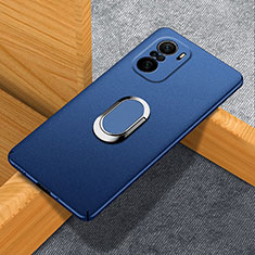 Handyhülle Hülle Hartschalen Kunststoff Schutzhülle Tasche Matt mit Magnetisch Fingerring Ständer S01 für Xiaomi Redmi K40 Pro+ Plus 5G Blau