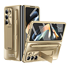 Handyhülle Hülle Hartschalen Kunststoff Schutzhülle Tasche Matt mit Ständer ZL2 für Samsung Galaxy Z Fold5 5G Gold