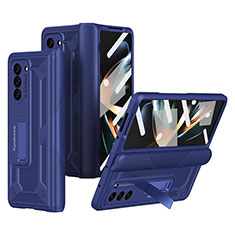 Handyhülle Hülle Hartschalen Kunststoff Schutzhülle Tasche Matt mit Ständer ZL4 für Samsung Galaxy Z Fold5 5G Blau