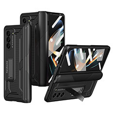 Handyhülle Hülle Hartschalen Kunststoff Schutzhülle Tasche Matt mit Ständer ZL4 für Samsung Galaxy Z Fold5 5G Schwarz