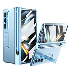 Handyhülle Hülle Hartschalen Kunststoff Schutzhülle Tasche Matt mit Ständer ZL5 für Samsung Galaxy Z Fold5 5G Blau