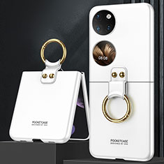 Handyhülle Hülle Hartschalen Kunststoff Schutzhülle Tasche Matt Vorder und Rückseite 360 Grad Ganzkörper AC2 für Huawei P60 Pocket Weiß