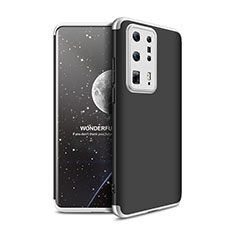 Handyhülle Hülle Hartschalen Kunststoff Schutzhülle Tasche Matt Vorder und Rückseite 360 Grad Ganzkörper für Huawei P40 Pro+ Plus Silber